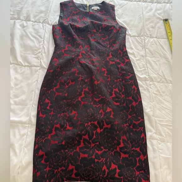 Calvin Klein Black and Red Floral Midi Dress - Picture 3 of 6